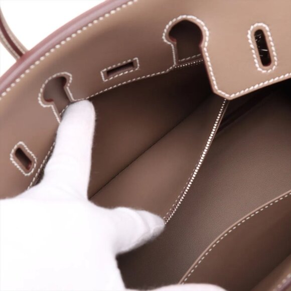 Hermes Birkin 25 Le Tournay Veau Swift Etoupe Silver Metal Fittings K: 2025 - Picture 9 of 11